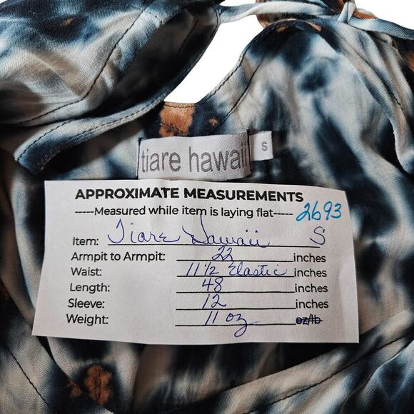 Tiare Womens Maxi Dress Blue Brown Tie Dye  ightweight Cinched Waist Beachy - Picture 14 of 15